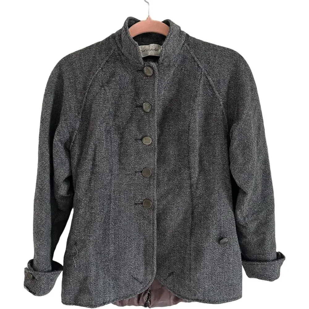 Karl Legerfeld Rare Vintage 90s Gray Tweed Military Steampunk Style Jacket